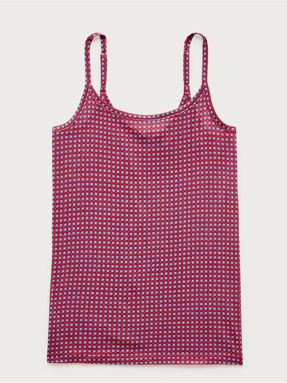 J.Crew Stretch lyocell-blend camisole Tank Top gingham Red Adjustable Straps XS